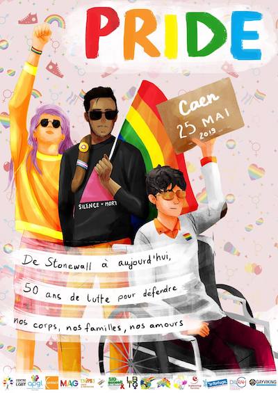 Affiche Marche des Fiertéz LGBTQI+ Caen 2019