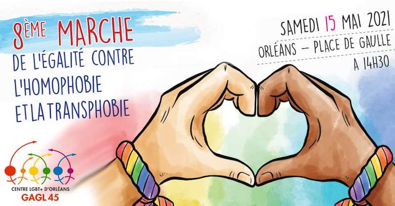 affiche Marche de l'égalité contre l'homophobie et la transphobie à Orléans le 15/5/21