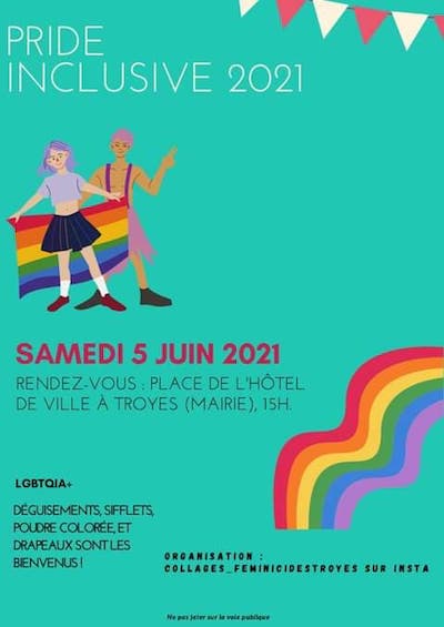 Affiche Pride Troyes 5 juin 21