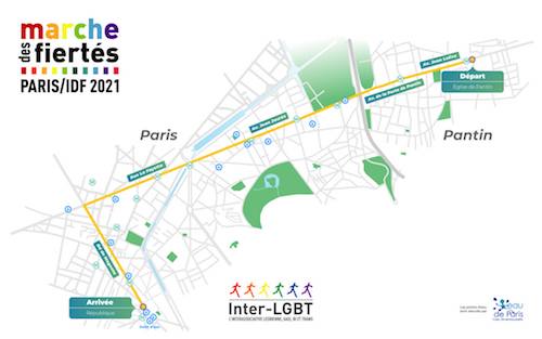 Parcours de la Marche des Fiertés LGBT+ de Paris - Ile-de-France le 26/06/2021