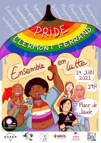 Affiche Marche des Fiertés Clermont-Ferrand 19/6/21