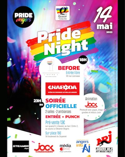 Affiche Pride Night Angers 2022