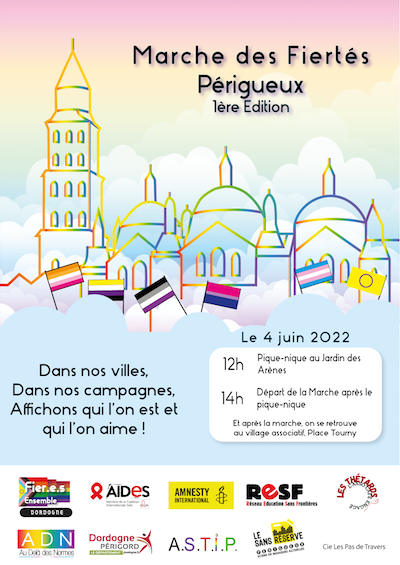 affiche Marche des Fiertés Périgueux 2022