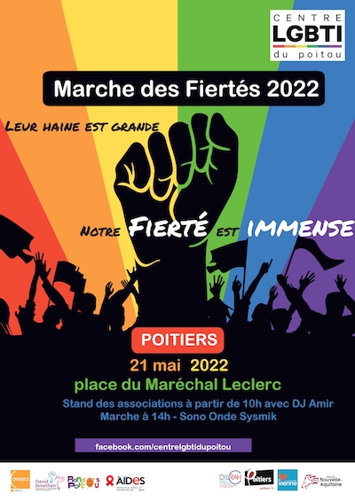Affiche Mrache des Fiertés Poitiers 21 mai 2022