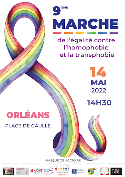 Affiche de la Marche de l'Egalité contre l'Homophobie et la Transphobie d'Orléans 2022