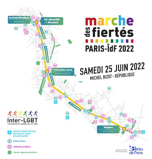 Parcours Marche des Fiertés LGBT+ Paris - Ile-de-France 2022