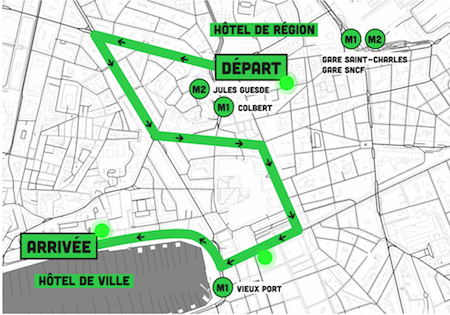 Carte du parcours de la Pride Marseille 2022
