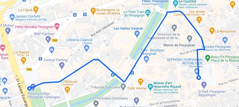 Carte du parcours de la Marche des Fiertés Perpignan 2022