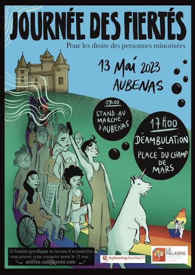 affiche journée des fiertés Aubenas 13/5/2023