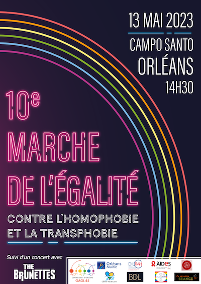 affiche de la Marche de l'Egailité contre l'homophobie et la transphobie d'Orléans 13/5/2023