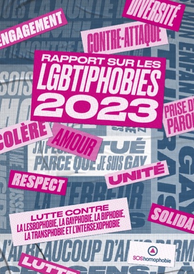 COUVERTURE DU RAPPORT SUR LES LGBTIPHOBIES 2023 DE SOS HOMOPHOBIE