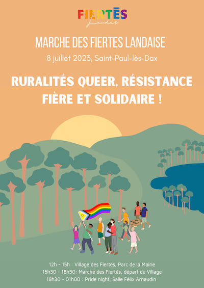 affiche marche des Fiertés landaises 8 juillet 2023