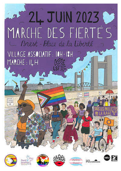 affiche Marche des Fiertés Brest 24/6/23