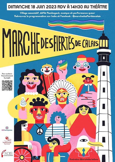 affiche marche des fiertés de calais 18/6/2023