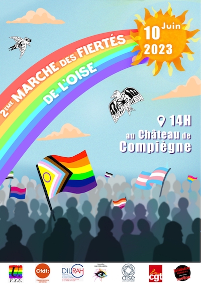 affiche Marche des fiertés Compiègne 10/6/2023