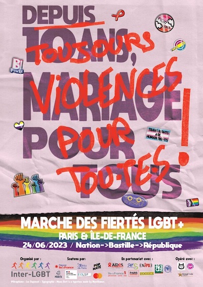 affiche Marche des Fiertés Paris Ile-de-France 24/6/2023