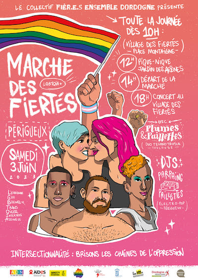 affiche marche des fiertés périgueux 3/6/2023