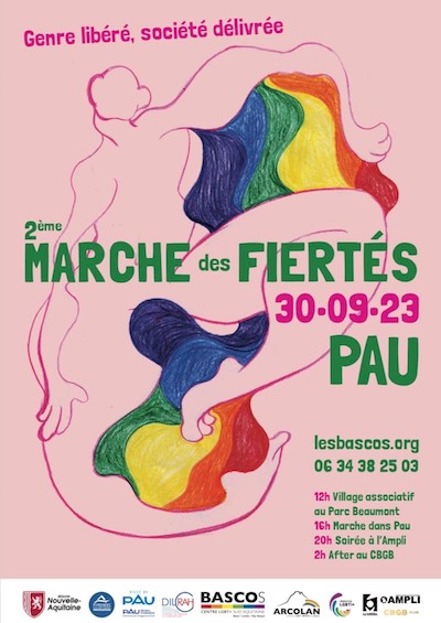 affiche Marche des Fiertés Pau 30/9/2023