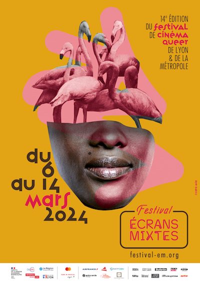 affiche d'Ecrans Mixtes, festival de cinéma queer de Lyon du 6 au 14/3/2024