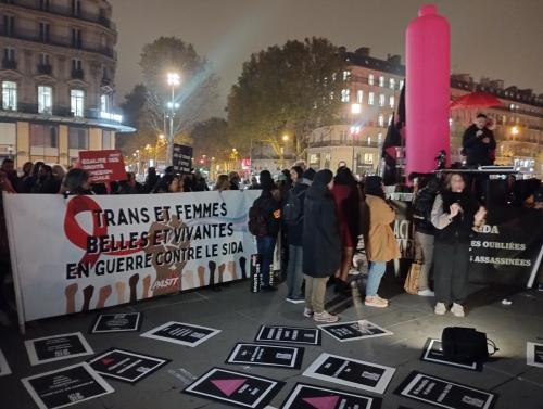 Manifestation d'Act up Paris à l'occasion de la Journée mondiale de lutte contre le sida le 1/12/2022